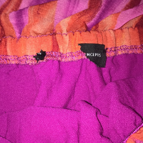 Inc colorful purple orange and yellow off shoulder Pom Pom  top - Picture 8 of 13